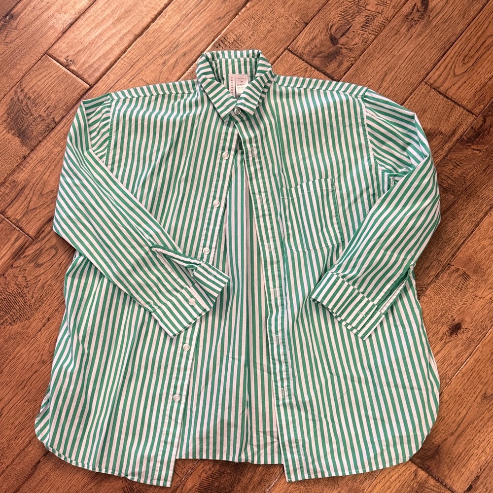 Anthropologie / Sanctuary Green Striped Women’s Oversized Swim Cover-up